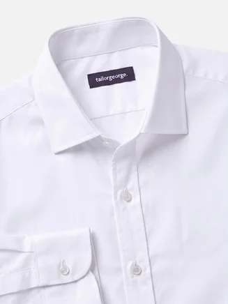 Gemakkelijk te strijken effen wit twill overhemd