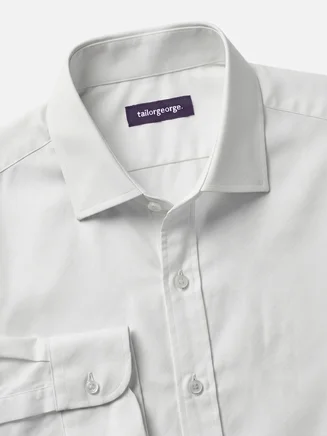 Gemakkelijk te strijken parelgrijs effen twill overhemd