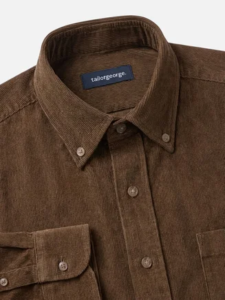 Effen bruin corduroy overhemd