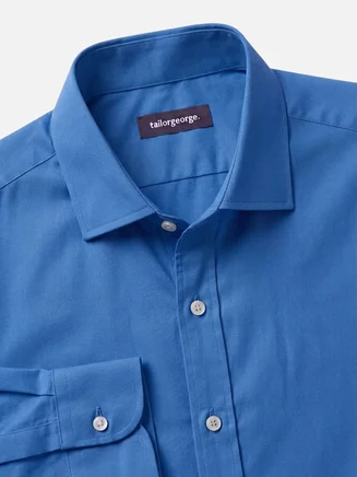 Effen blauw dik gabardine overhemd