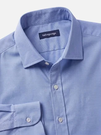 Felblauw effen keperoverhemd