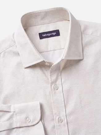 Gemakkelijk te strijken effen beige twill overhemd