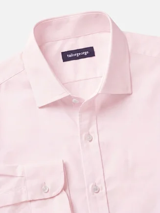 Gemakkelijk te strijken lichtroze effen poplin overhemd