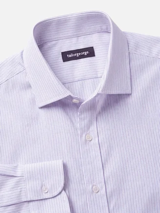 Paars gestreept poplin overhemd