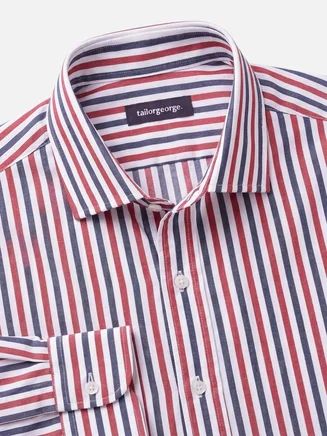 Blauw gestreept poplin overhemd