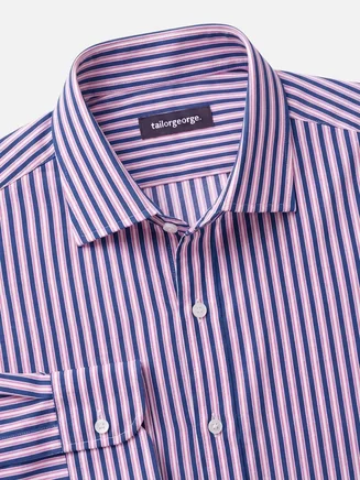Blauw gestreept poplin overhemd