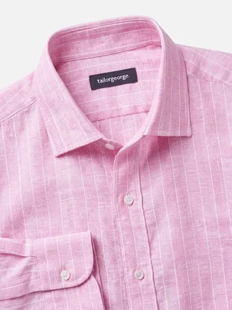 Roze gestreept linnen overhemd