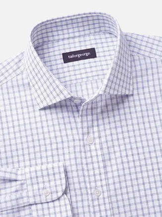 Blauw geruit poplin overhemd