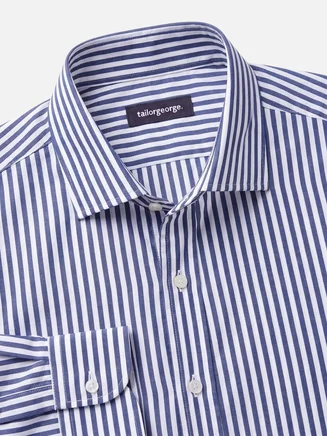 Blauw gestreept poplin overhemd