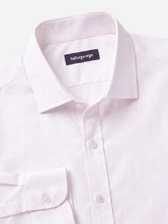 Gemakkelijk te strijken lichtroze geruite poplin overhemd