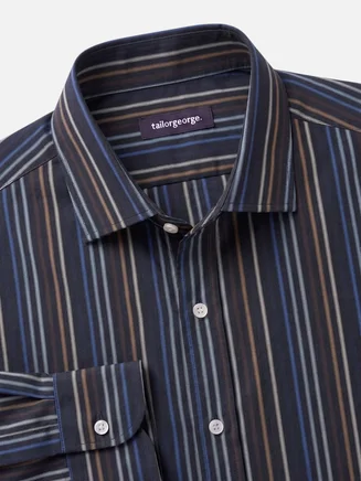 Zwart gestreept poplin overhemd
