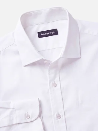 Effen wit stretch poplin overhemd