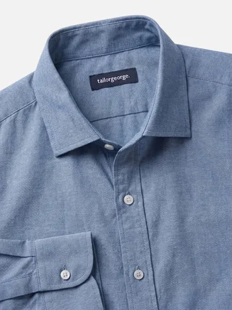 Indigoblauw Chambray-overhemd