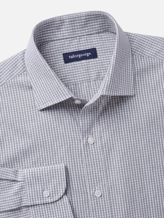 Gemakkelijk te strijken grijs geruit poplin overhemd