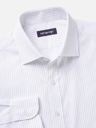 Gemakkelijk te strijken grijs gestreept poplin overhemd