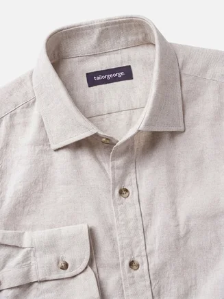 Effen beige flanel overhemd
