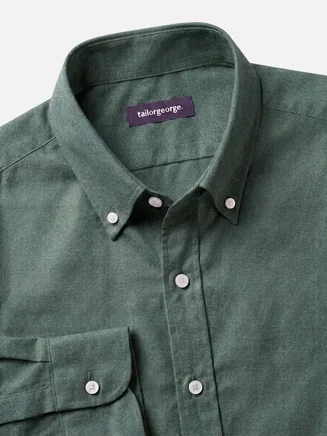 Effen kaki groen flanel overhemd