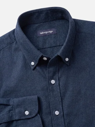 Effen Marineblauw flanel overhemd