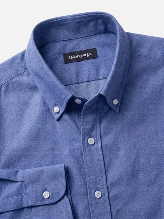 Effen blauw flanel overhemd