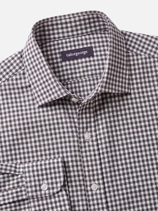 Flanel overhemd met kleine bruine ruiten