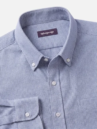 Blauw mini-geruit flanel overhemd