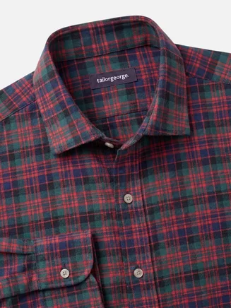 Rood, groen en blauw tartan dik flanellen shirt