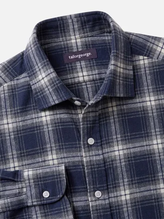 Blauw tartan dik flanel overhemd