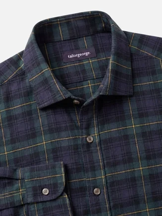Groen tartan dik flanel overhemd
