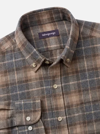 Bruin tartan dik flanel overhemd