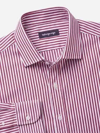 Strijkvrij overhemd van rode twill met strepen