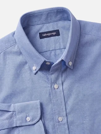 Blauw effen sport-Oxford-overhemd