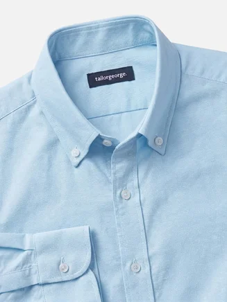 Effen blauw Oxford overhemd