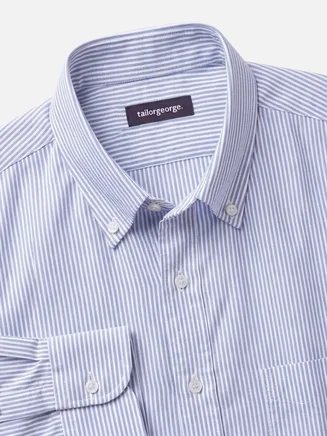 Strepen marineblauw Oxford overhemd