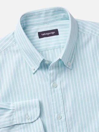 Strepen turquoise Oxford overhemd