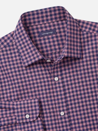 Twill overhemd met paars ruitdessin