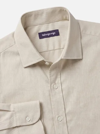Effen beige twill overhemd